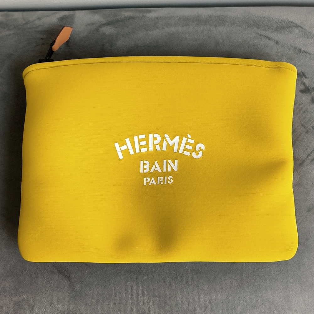 Hermes Neobain Case, Small Model in yellow neoprene